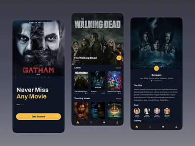 Online Movie Stream App UI Design app design app ui app ux figma figma app movie app ui movie stream app netflix ui kit ui ux watch online app