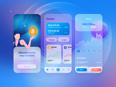 Bitcoin App 3d app bitcoin branding coin crypto design finance graphic design illustration logo ui ux vector web ui