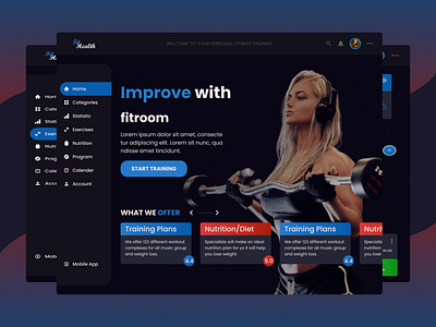 Fit Health UI Dashboard Design app branding dashboard design figma fit health fittness graphic design portal product design ui ui dashboard design ui design uiux ux