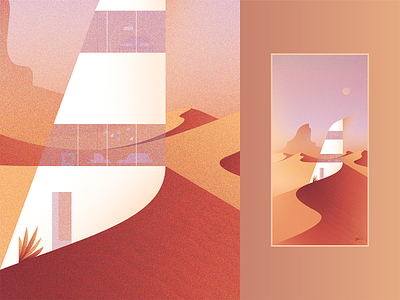 Fin architecture brown colors desert design dry dunes future gradient graphic design home hot house illustration illustrator modern orange sahara sand wind