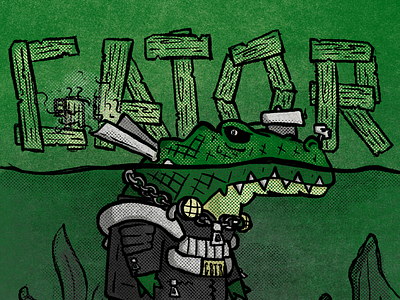 Gator Baby alligator band fake band friday gator green grit hand type illustration music poster rock rockabilly swamp texture true grit type wood type