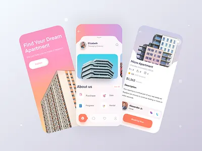 Find Apartment Mobile App aziz howlader design freelancer iso iso app minimal mobile app modern real estate real estet app ui ui design freelancer uixaziz ux