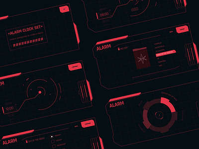 Cyberpunk alarm app ai alarm app clock cyberpunk design future minimalism red typography ui ux