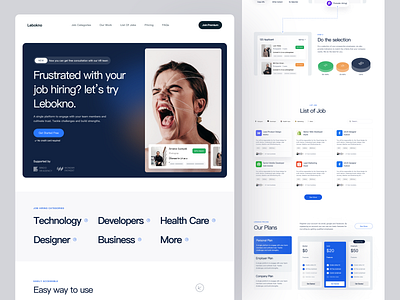 Lebokno - Saas Landing Page clean design company company hiring grid hiring hiring consultation hr landing interview platform job opportunity job portal job post landing page design layout minimalist saas saas landing saas website typography ui ux