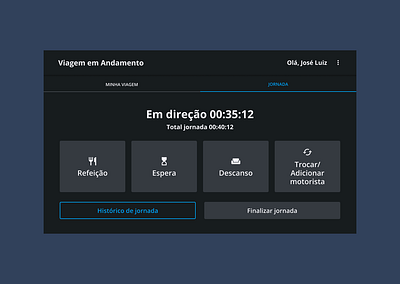 Solução para apontamentos de direção do motorista apontamentos driver duty status hos motorista ui ux