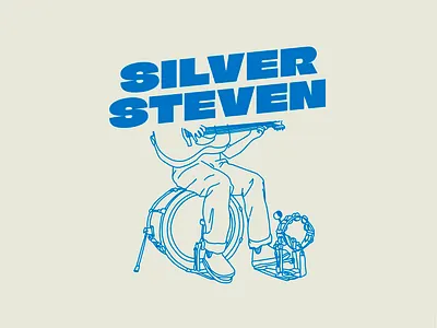 Silver Steven - One man band branding color design digital drawing drums guitar illustration inspiration linework merch music onemanband