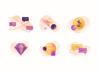 Spot Icons billing branding crypto diamond drawing flat icon illustration message plan size space spot illustration team texture ui ux