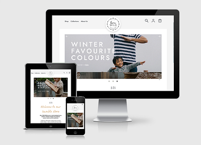 Born Wild Childrenswear bespoke web design and developement adobe xd children clothing ecommerce shopify web design