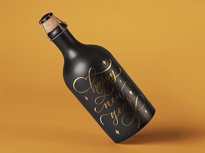 Happy New Year calligraphy design illustration lettering