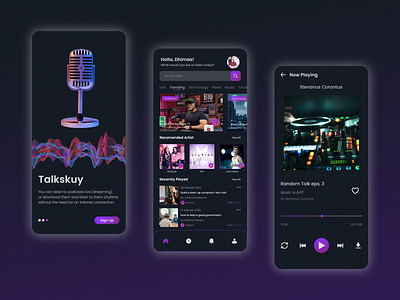 Podcast App / Music App branding design digitalwallet landingpage logo ui ux