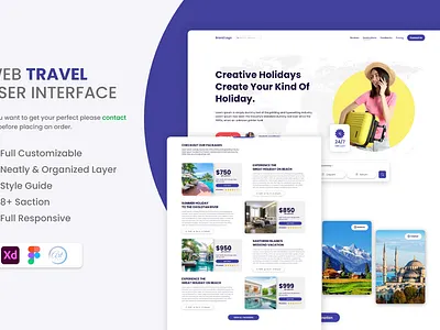Travel Website UI/UX Design adobe xd design travel ui travel user experience travel website design ui user interface web design