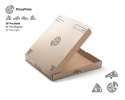 PizzaTime minimalist packaging black blackandwhite branding bw concept design fast food iconography icons logo minimalist packaging pizza product simple