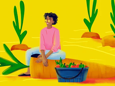 Shopping Vegetable character giant giant vegetable illustration shopping style frame vegan vegetable