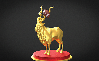 G.O.A.T - Surreal 3D Render 3d branding design football g.o.a.t surreal 3d render goat gold horn illustration photoshop red render