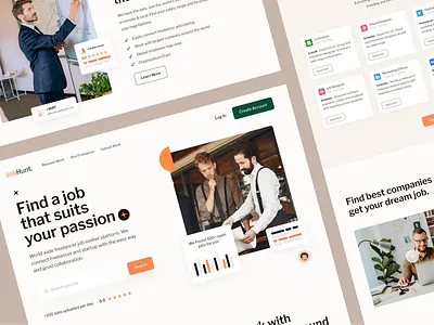 JobHunt - Jobseeker Landing Pgae find hiring job job platform job portal job seeker jobwebsite landing landingpage recruiter ui web website