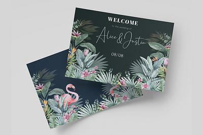 Postcard design. Tropical collection. branding design drawing illustration invitation logo typography