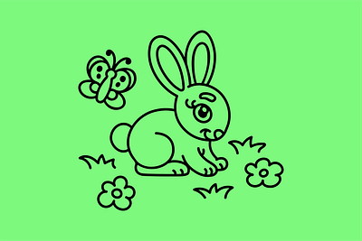 Bunny in Green by Y2K SVG art licensing bunny butterfly design easter illustration rabbit shirt design shirt graphic svg svg design y2k y2k svg