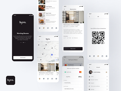 Hyvs - co working App app clean mobile ui ux