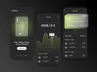 OneBank Mobile App app app design banking banking app design finance finance app fintech interface mobile mobile app ui user experience user interface ux