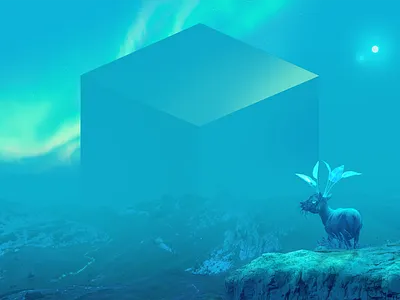 TERRAFORMING MACHINE alien animal collage cube deer exoplanet future photo edit photoshop planet the engine is red