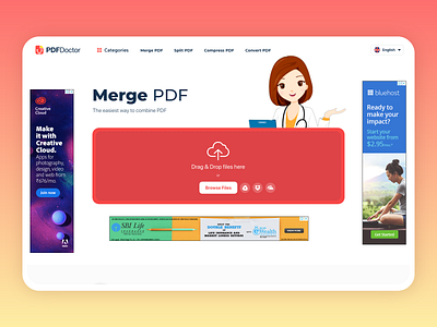 Merge PDF Tool branding creative design graphic graphics landing page mockup ui ux website design