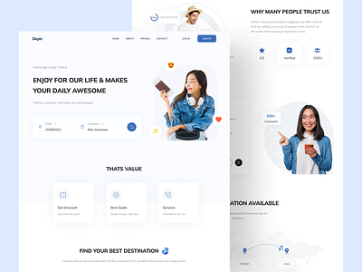 Skyia - Travel Landing Page blue clean dekstop exploratioan travel web landing page travel travel web traveling ui ui design uidesign user interface ux web travel website
