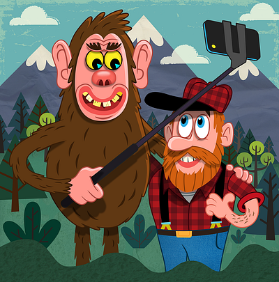 Bigfoot Selfy from the book "What If?" by Nat Geo Books childrensbooks design digital humor humorous illustration joe rocco kids logo publishing ui whimsical