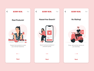 Berry real- Onboarding Screens onboarding screens ui ui design user interface