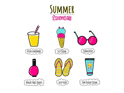 Summer Essentials All Women Need 🔆 dribbble icons illustrator love summer