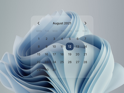 Glassy Calendar Widget 2d blur branding calendar concept design glass glassmorphism glassy logo minimal office productivity stylish tool ui vector widget windows