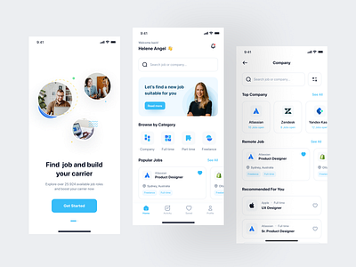 Jobhunt - Job Finder App UI Kit app apply design employee glassdoor head hunter hiring indeed job job finder job vacancy mobile design ui ui kit ui8 uidesign uikit ux uxdesign