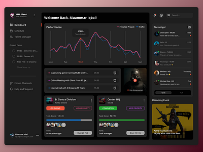 Web Dashboard Design - ESport Manager dark mode dashboard ui web dashboard