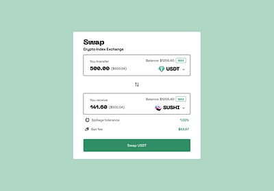 Crypto Index Exchange Swap blockchain cryptocurrency ui