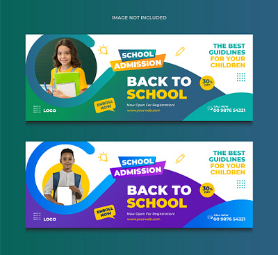 School Admission Web Banner and FB cover template facebook cover graphic design school admission web banner