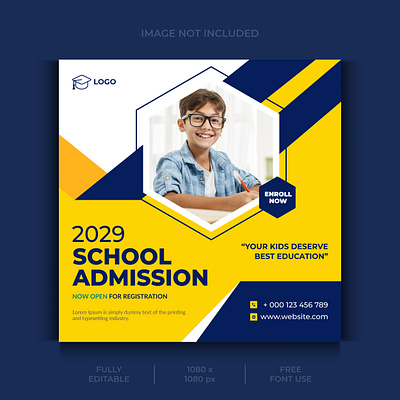 School admission social media post design banner flyer graphic design school admission square