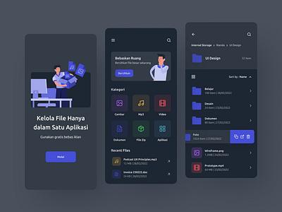 File Manager Mobile App app app design dark dark mode figma file manager mobile popular riandadesign storage trend trending ui ui ux uiux