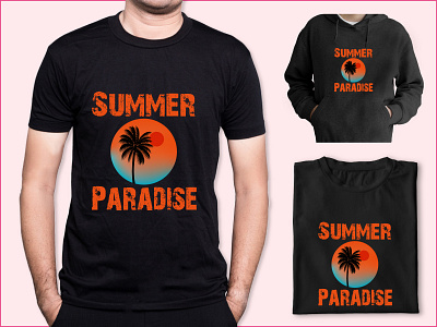 Summer Paradise T-shirt Design graphic design illustration surfing t shirt design