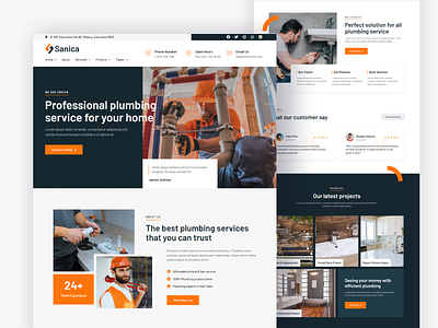 Sanica - Plumbing services homepage business design electric water heater gas water heater inspiration interface plumber plumbing plumbing services renovation repair toilet repair ui web inspiration website