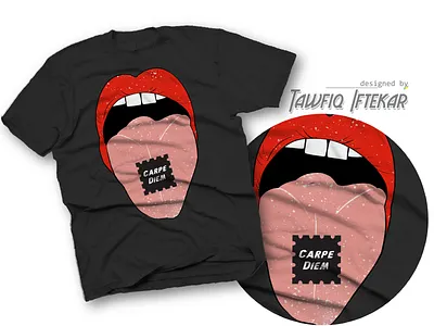 Hand drawn tongue out CARPE DIEM adobe photoshop carpe diem illustration mouth t shirt design
