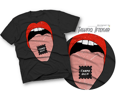 Hand drawn tongue out CARPE DIEM adobe photoshop carpe diem illustration mouth t shirt design