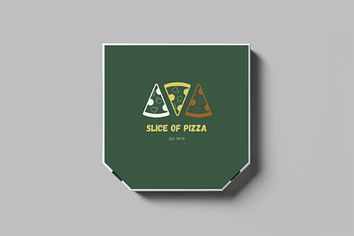 Minimal-style pizza box branding design illustration logo vector