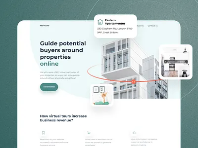 Reevo 360°: promo page for the virtual reality tour provider design landing page london uprising virtual tour