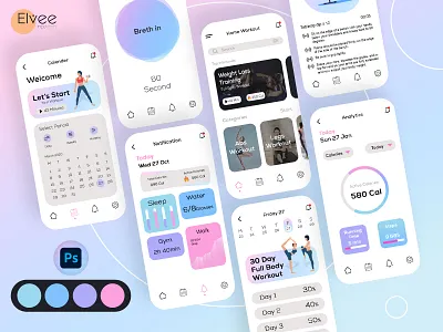 Home Workout Fitness UI / UX Design Photoshop design designing fitness graphic design healthy workout home workout motion graphics photoshop ps screenshot ui ui design ux ux design workout at home