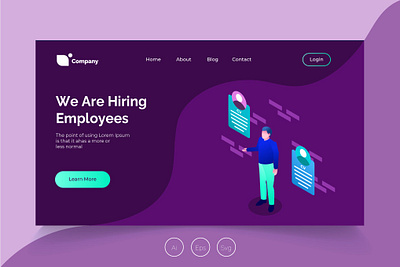 Isometric Landing Page vol. 38 app banner design development employees hiring illustration isometric landing page management professional it profit ui ui design ux ux design web development web maintance webapp website