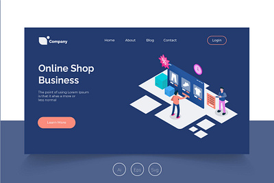 Isometric Landing Page vol. 31 app banner business design development illustration isometric landing page online shop professional it profit shop ui ui design ux ux design web development web maintance webapp website