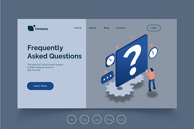 Isometric Landing Page vol. 22 app asked banner business analysis design development isometric landing page management professional it profit question ui ui design ux ux design web development web maintance webapp website