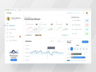 Project Management Dashboard agile app application concept dashboard interface minimal planner productivity project project management statistics task app task management time tracker tool ui ux web web app