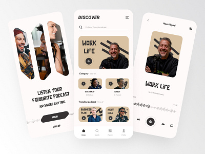 Podcast App Design app branding challenge design graphic design illustration logo mobile nft podcast podcast app stream ui ui kit ux vector web web design