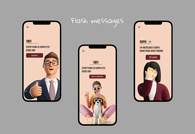 Daily UI #011 - Error/Success Flash Message 3d 3d graphic challenge dailyui figma graphic design illustration mobile ui