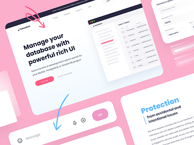 Autoadmin - Web Design for Data Base clean clear colors data base data base design design landing landingpage minimal ui ui design ux web web design webapp